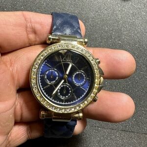 Jessica Carlyle Ladies Quartz Watch Gold Tone Blue Dial And Band Working